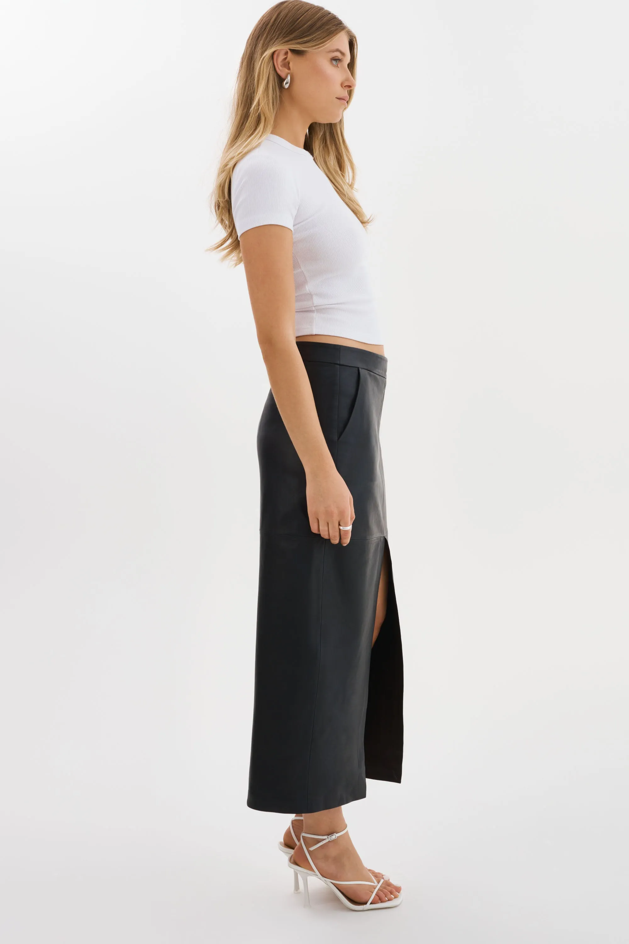 ABIA | Low Waist Leather Maxi Skirt