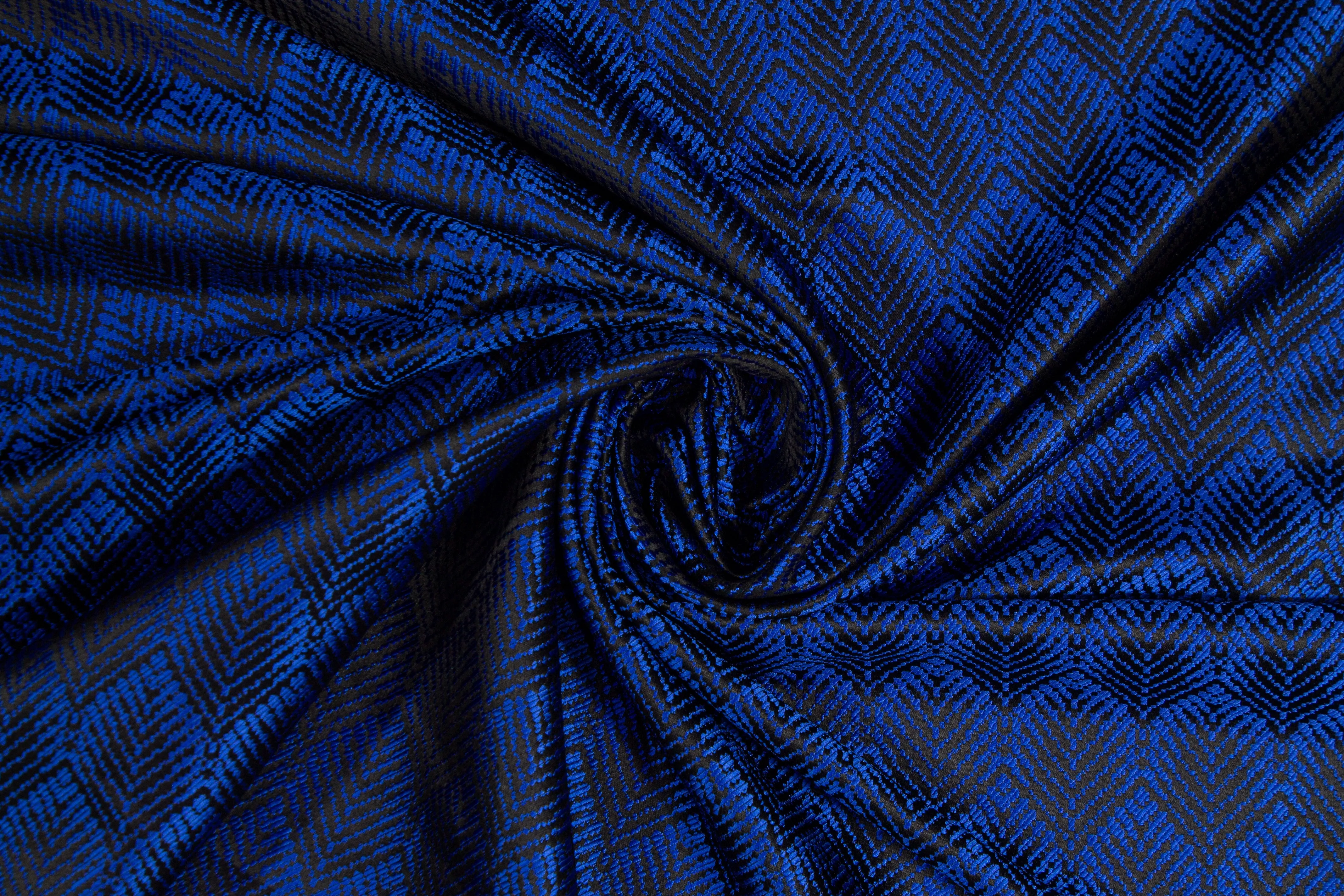 Abstract Brocade - Royal Blue and Black