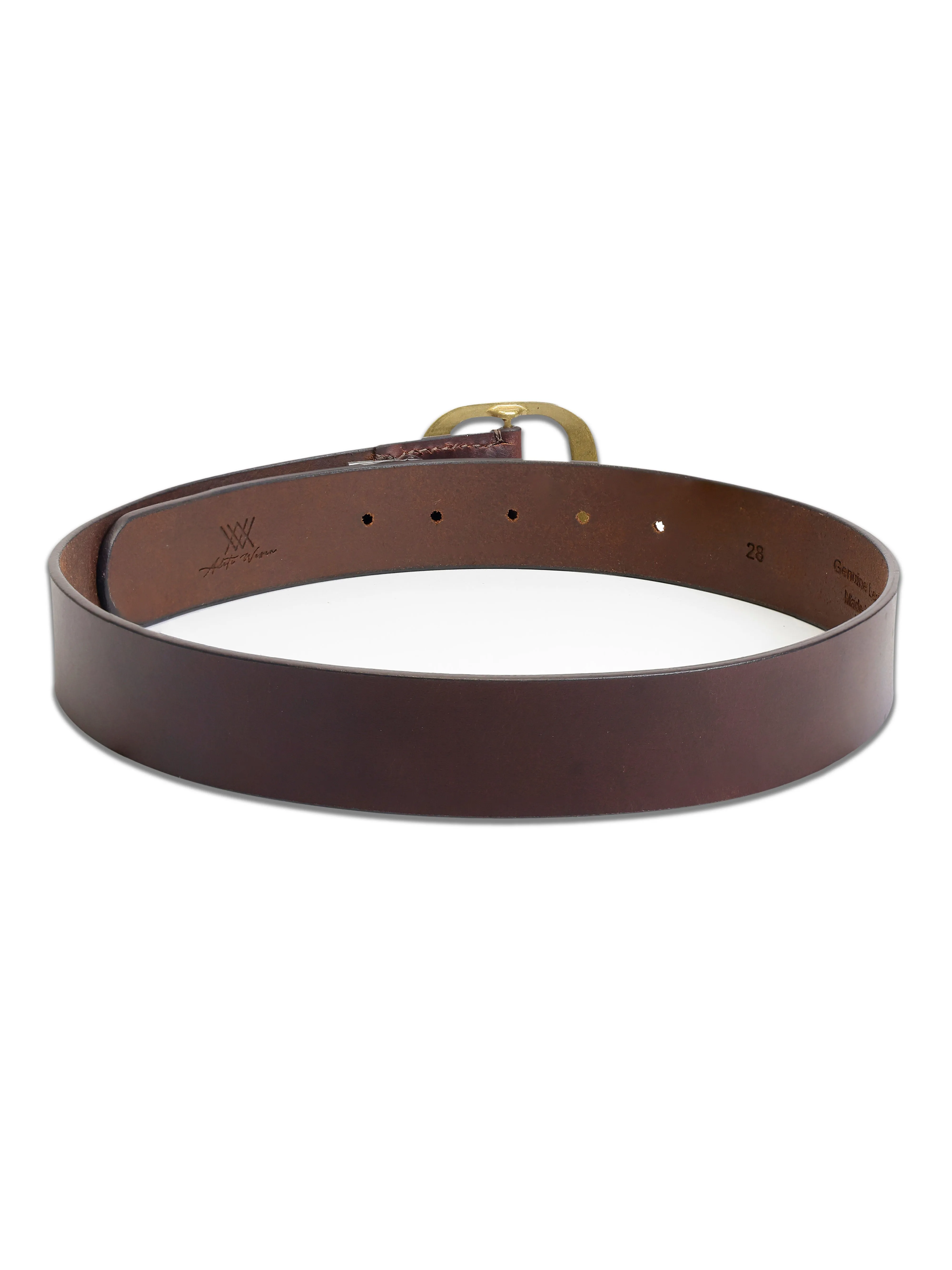 Aditi Wasan Women's Brown Genuine Leather Belt with Brass Oval Buckle