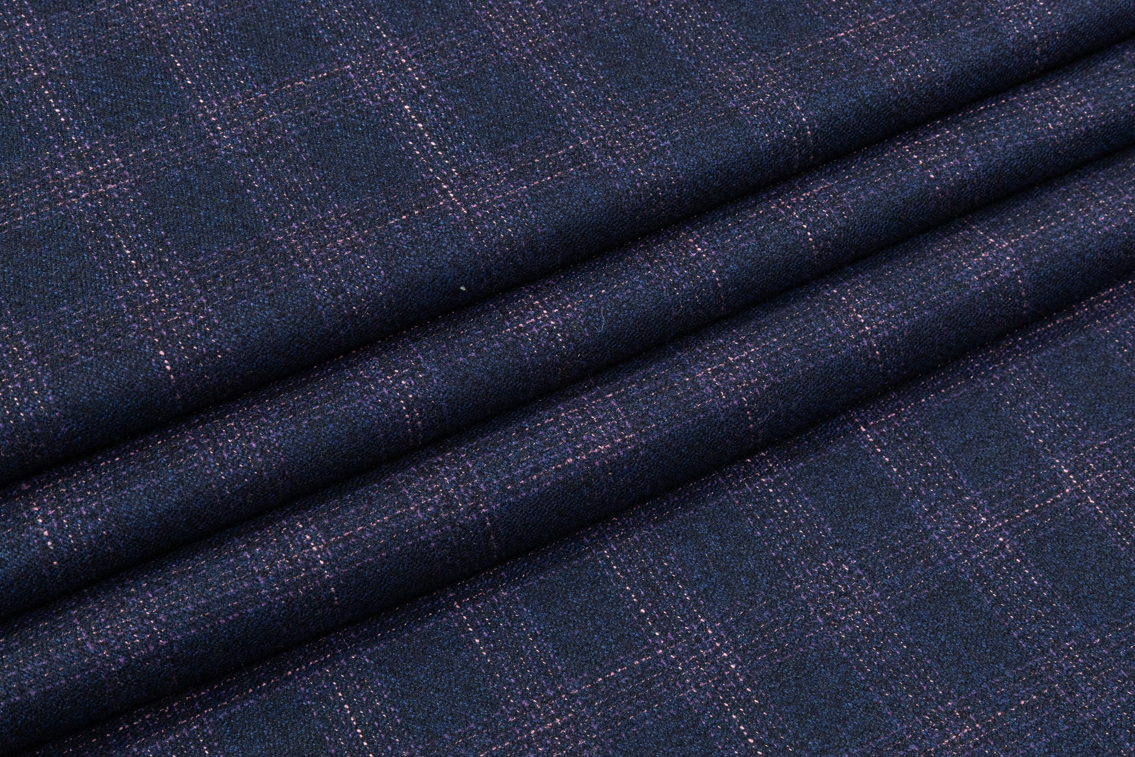 Armani - Checked Italian Wool Suiting - Navy / Purple