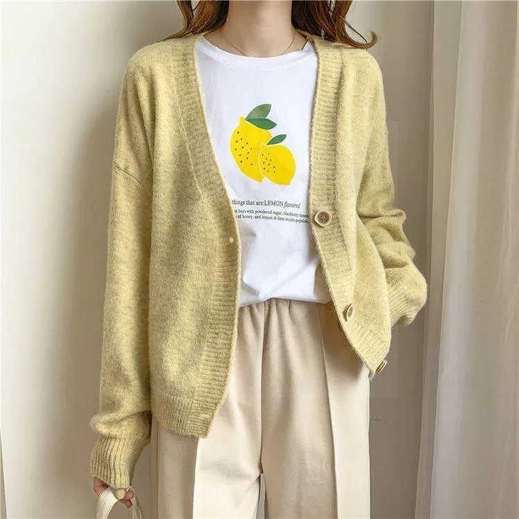 Autumn Winter Women Sweater Cardigans Oversize V neck Knit Cardigans Girls Outwear Korean Chic Tops