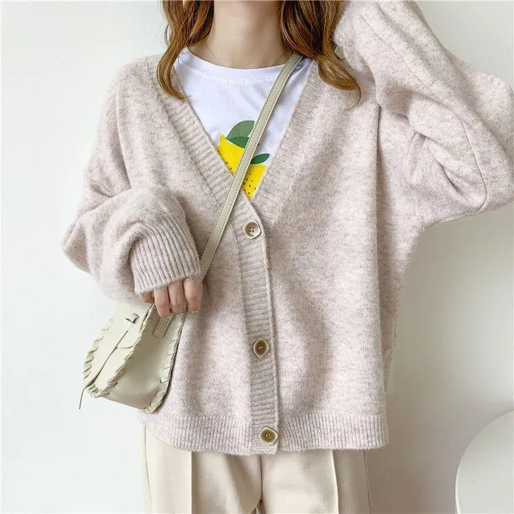 Autumn Winter Women Sweater Cardigans Oversize V neck Knit Cardigans Girls Outwear Korean Chic Tops