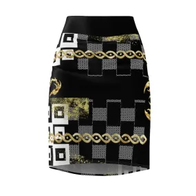 B Black Polished Punteggiato Pencil Skirt