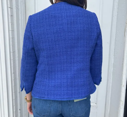 Bariloche - 3/4 Sleeve Collarless Blazer in Royal Blue