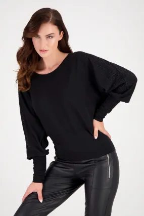 Batwing Top 807648MNR in Black by Monari