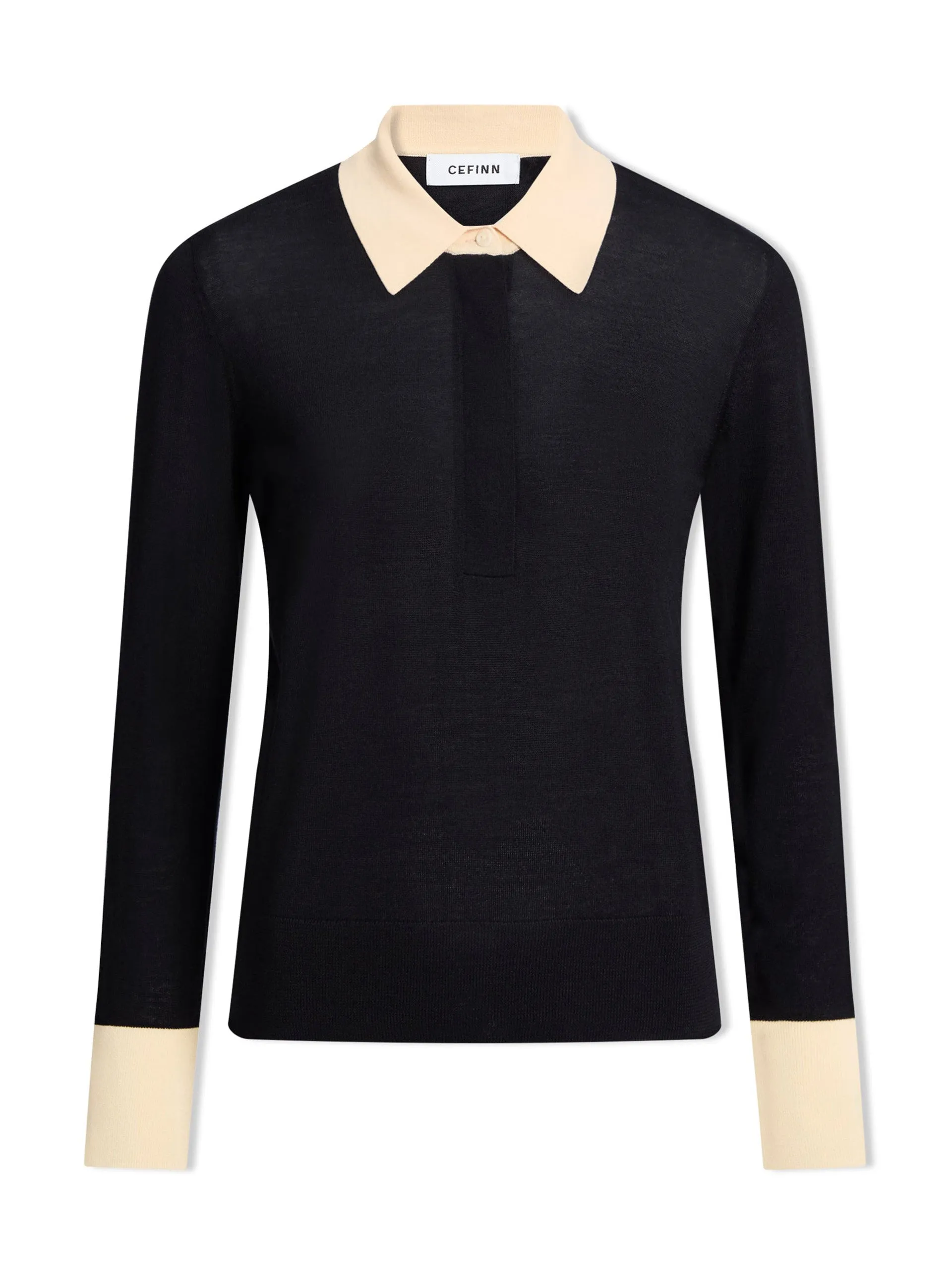 Black cream colour block Josie silk blend jumper