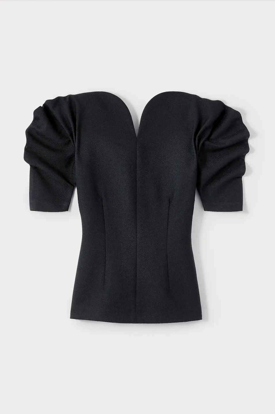 Black Crepe Top with Puff Sleeves