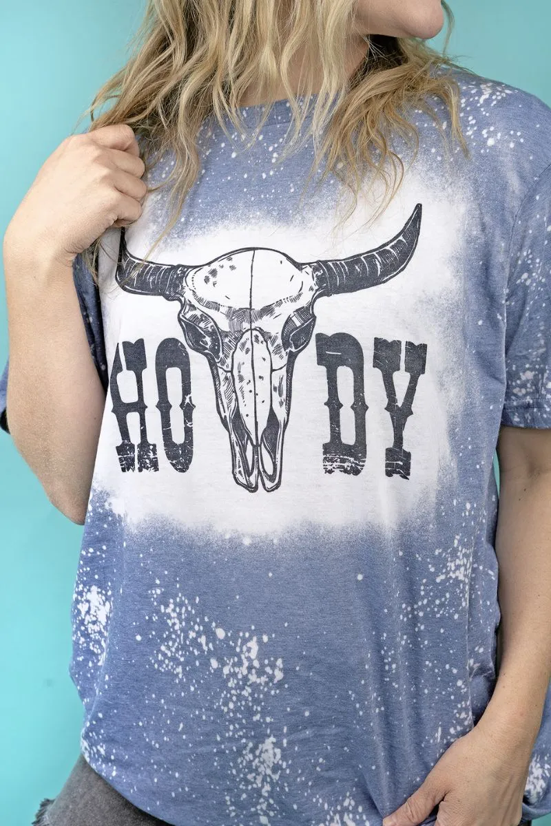 Bleached Howdy Steer Softstyle Adult T-Shirt