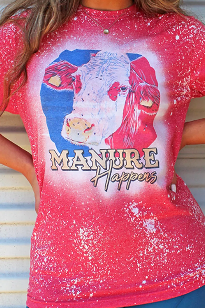 Bleached Manure Happens Softstyle Adult T-Shirt