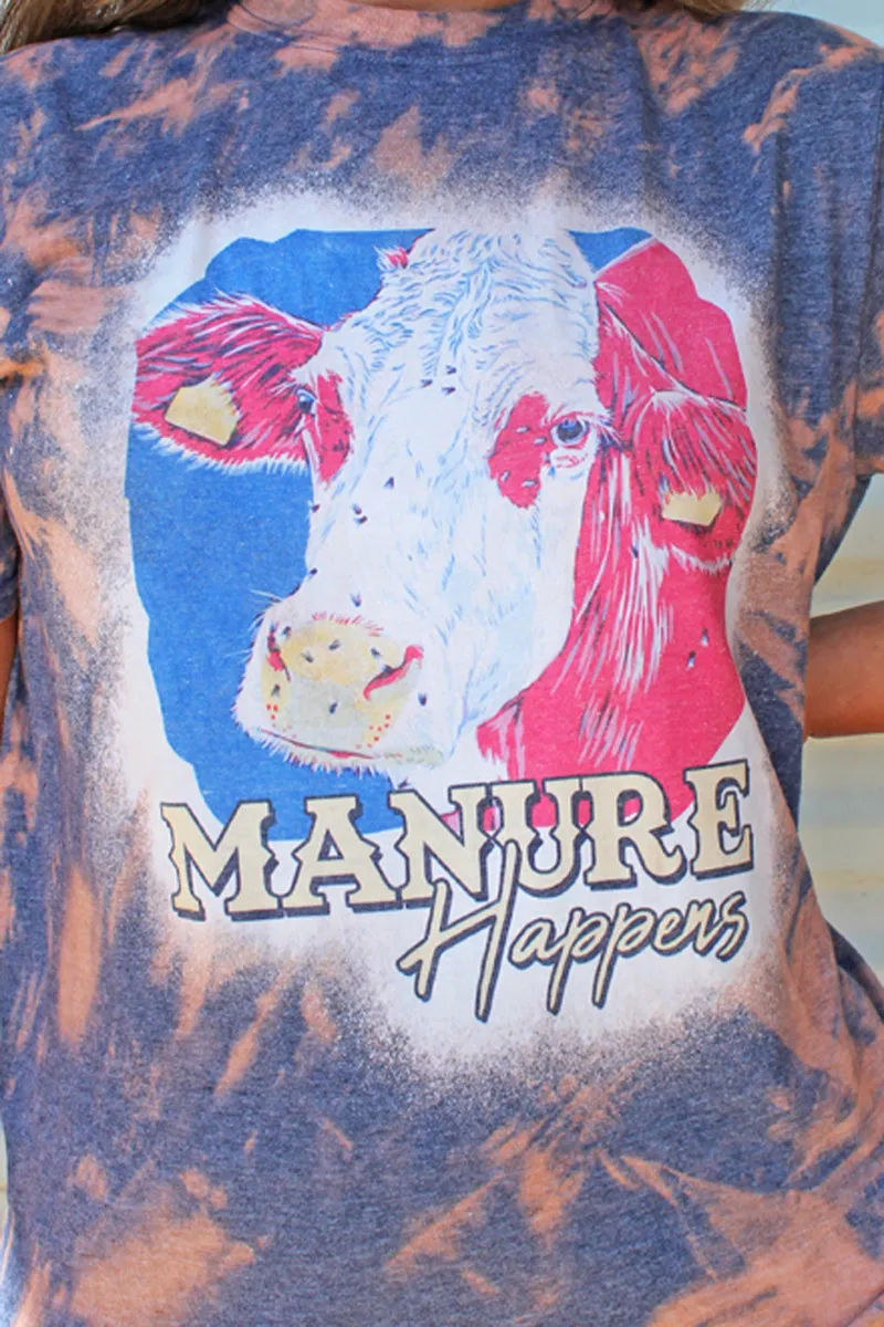 Bleached Manure Happens Softstyle Adult T-Shirt