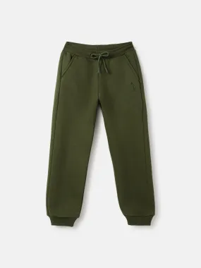 Blue Giraffe Boys Olive Solid Regular Fit Mid-Rise Joggers Style Track Pant