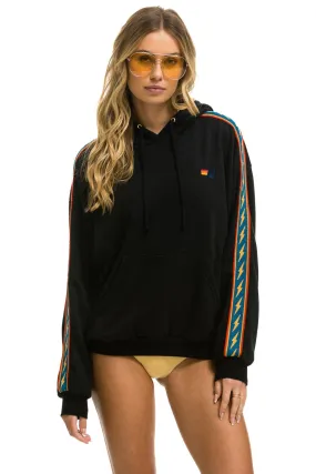 BOLT STRIPE RELAXED PULLOVER HOODIE - BLACK