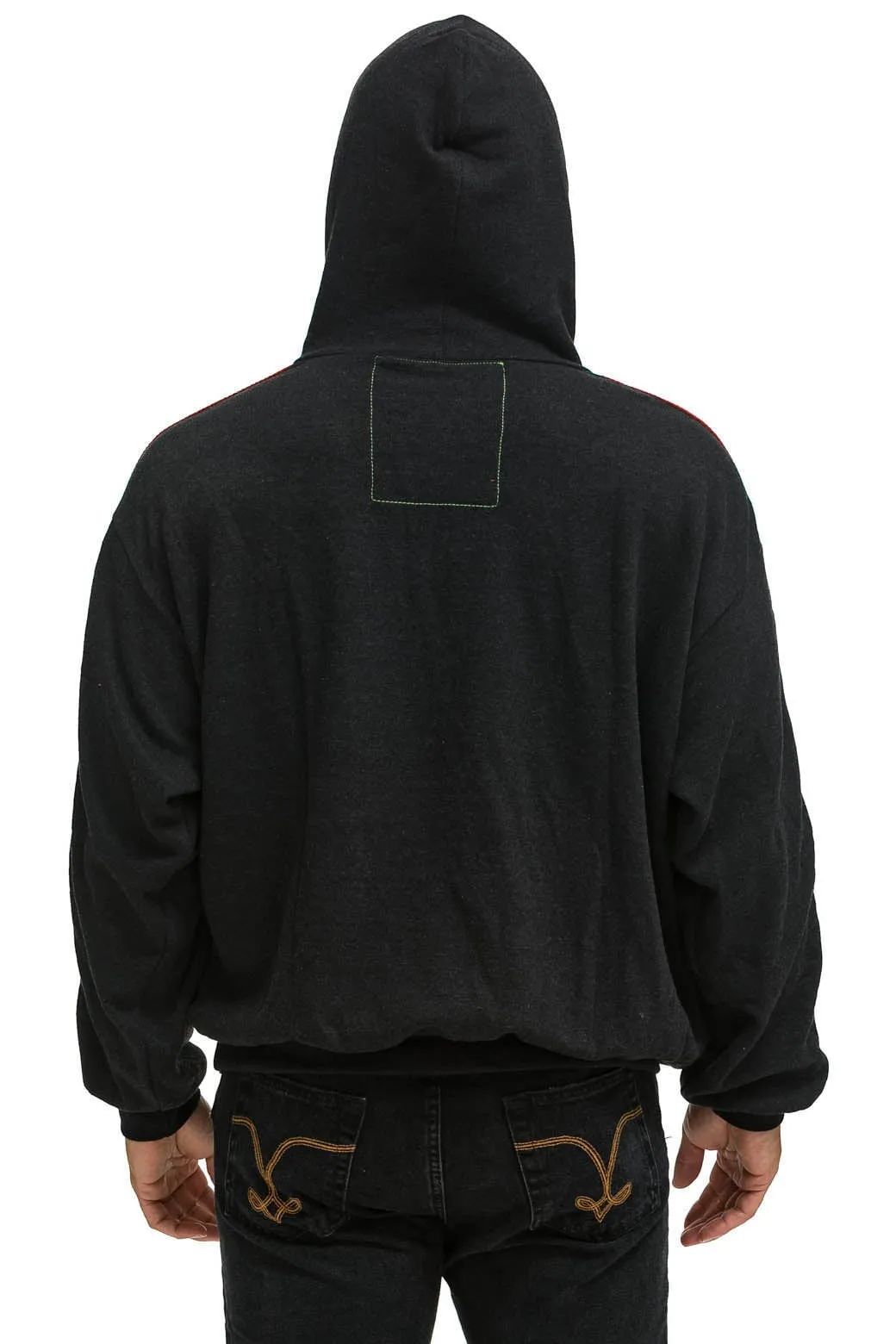 BOLT STRIPE RELAXED PULLOVER HOODIE - BLACK