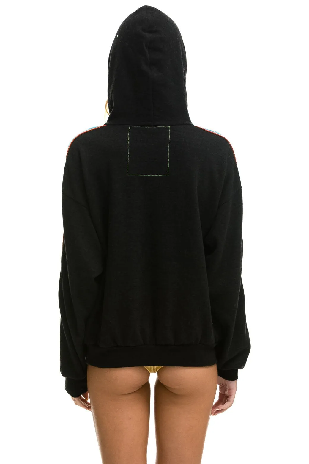 BOLT STRIPE RELAXED PULLOVER HOODIE - BLACK