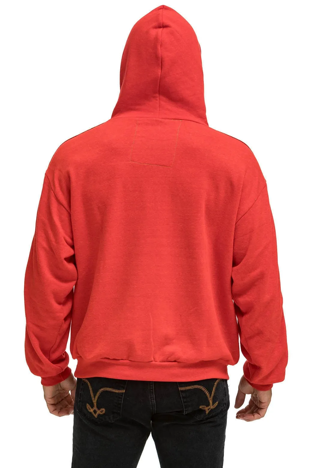 BOLT STRIPE RELAXED PULLOVER HOODIE - RED