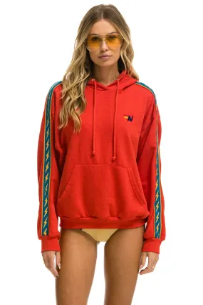 BOLT STRIPE RELAXED PULLOVER HOODIE - RED