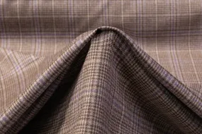 Checked Italian Wool Suiting - Brown / Purple