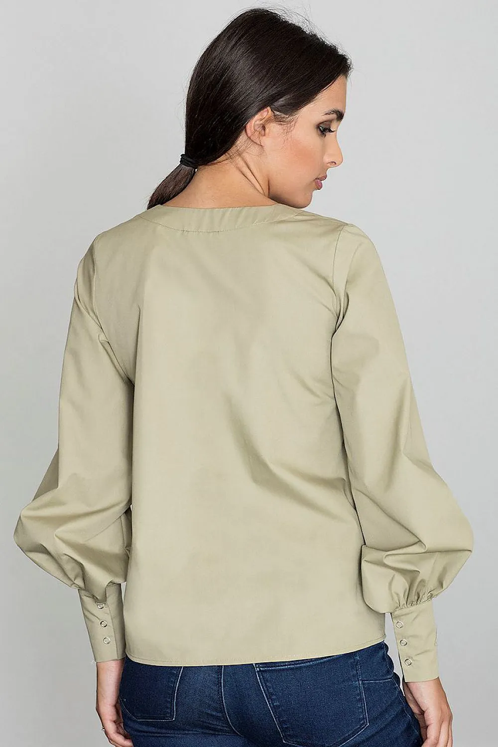 Chic Buffet Sleeve Button-Up Blouse - Elevate Your Wardrobe with Blouse Figl