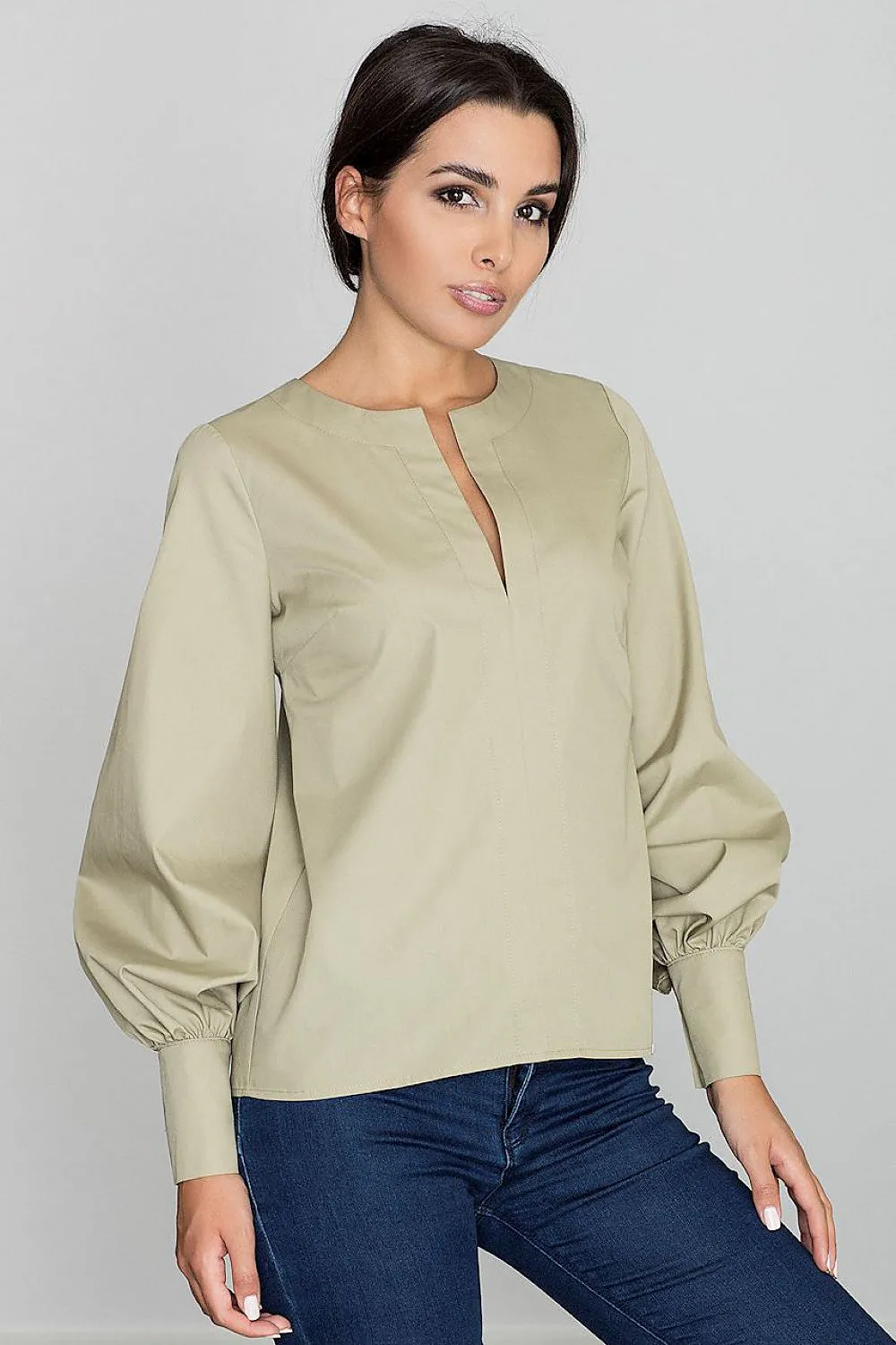 Chic Buffet Sleeve Button-Up Blouse - Elevate Your Wardrobe with Blouse Figl