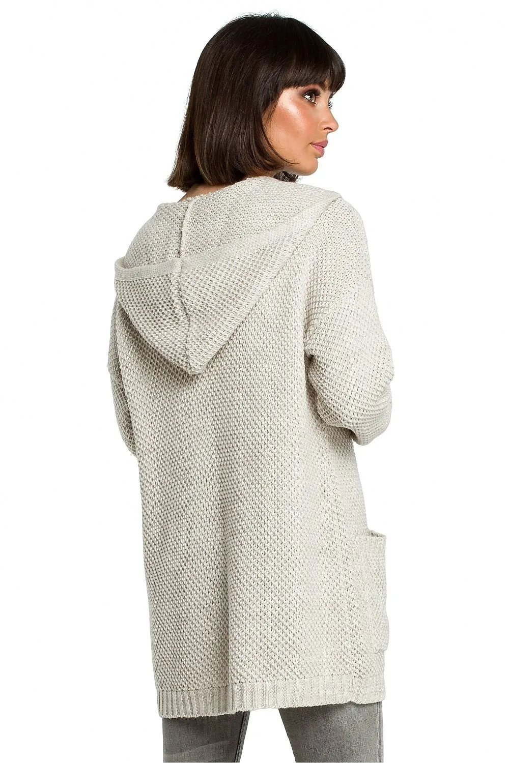 Chic Hooded Knit Cardigan with Convenient Pockets