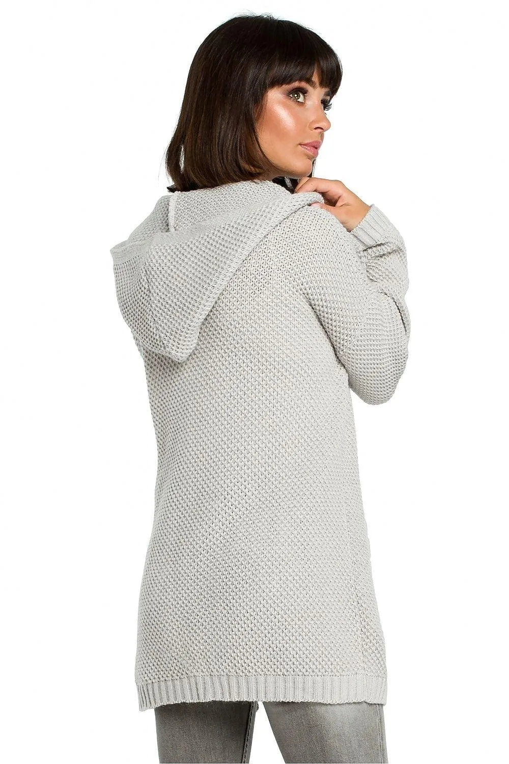 Chic Hooded Knit Cardigan with Convenient Pockets