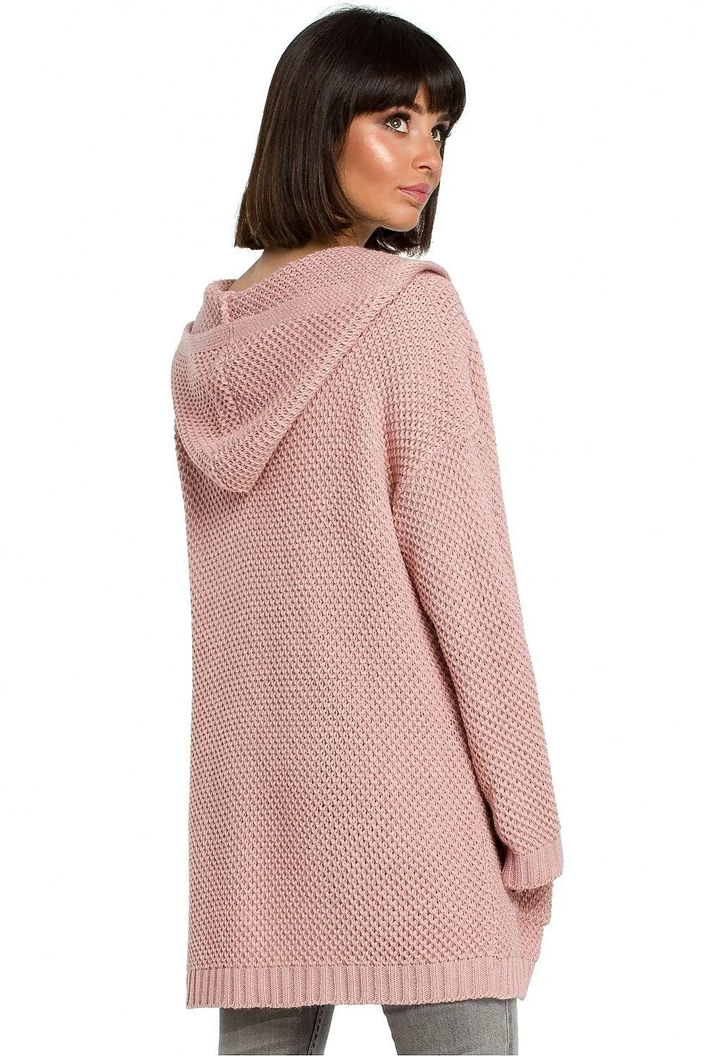 Chic Hooded Knit Cardigan with Convenient Pockets