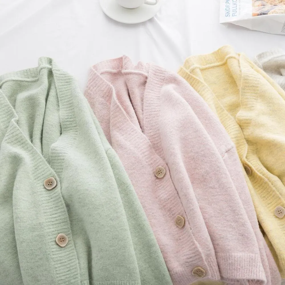 Chic Macaroon Colored Winter Cardigan