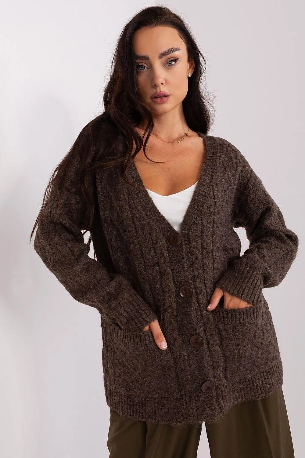 Chic V-Neck Knit Cardigan with Customizable Buttons