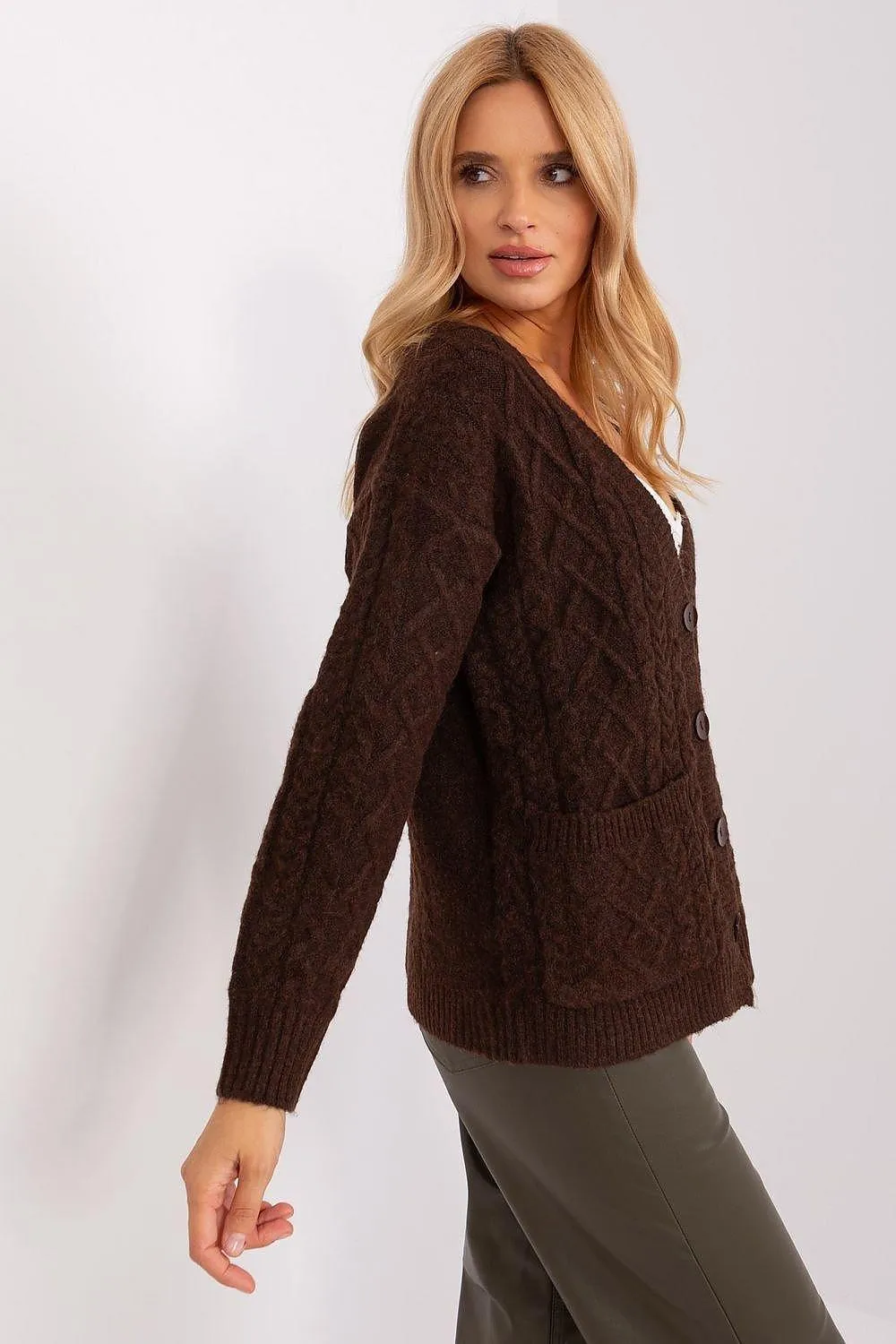 Chic V-Neck Knit Cardigan with Customizable Buttons