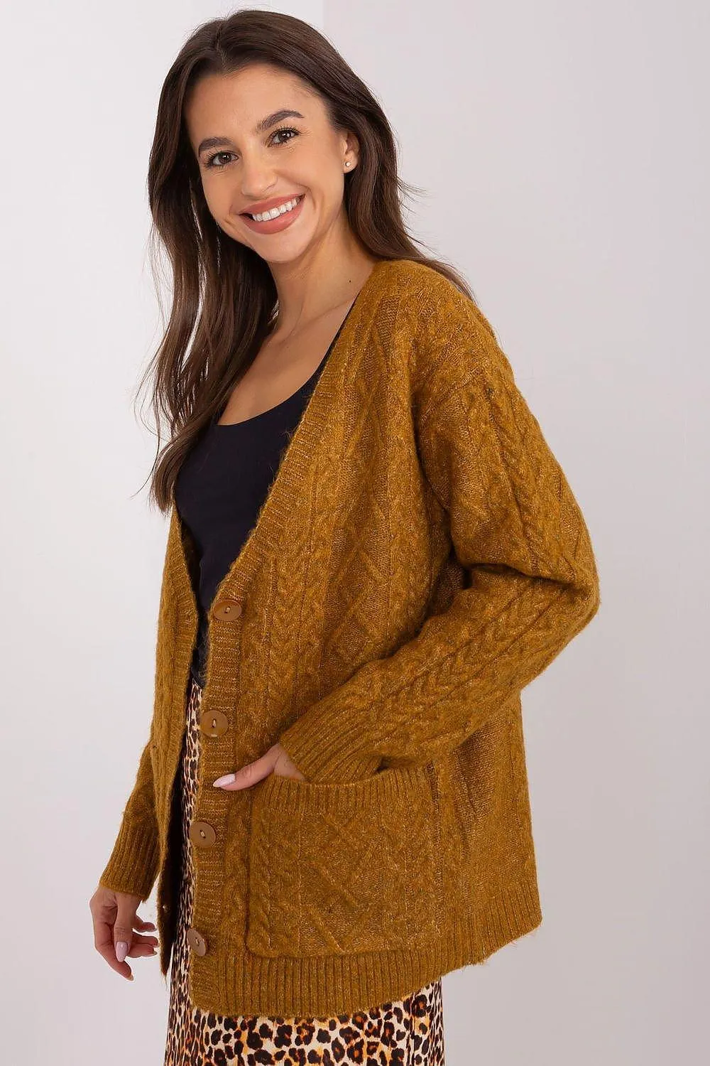 Chic V-Neck Knit Cardigan with Customizable Buttons