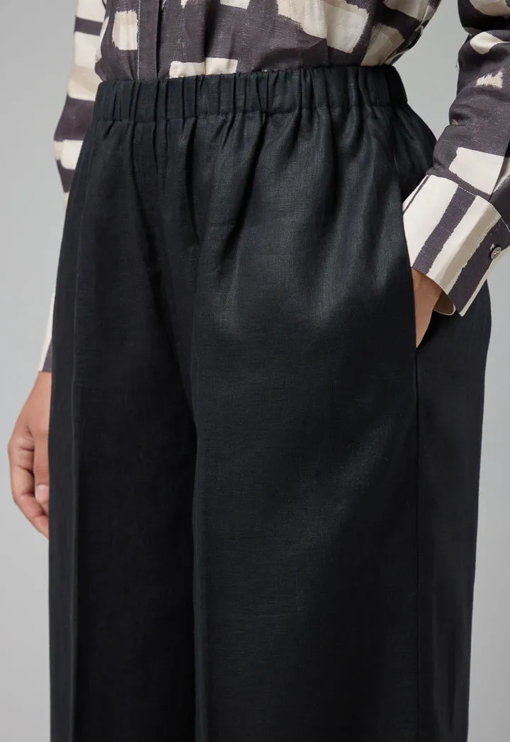 Choice Solid Wide Legs Trousers Black