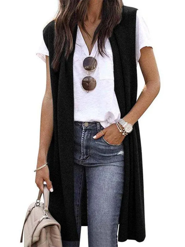 Colorful Knit Sleeveless Cardigan Vest for Chic Casual Style