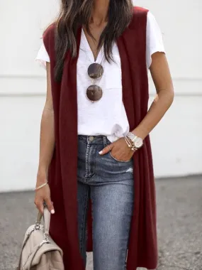 Colorful Knit Sleeveless Cardigan Vest for Chic Casual Style