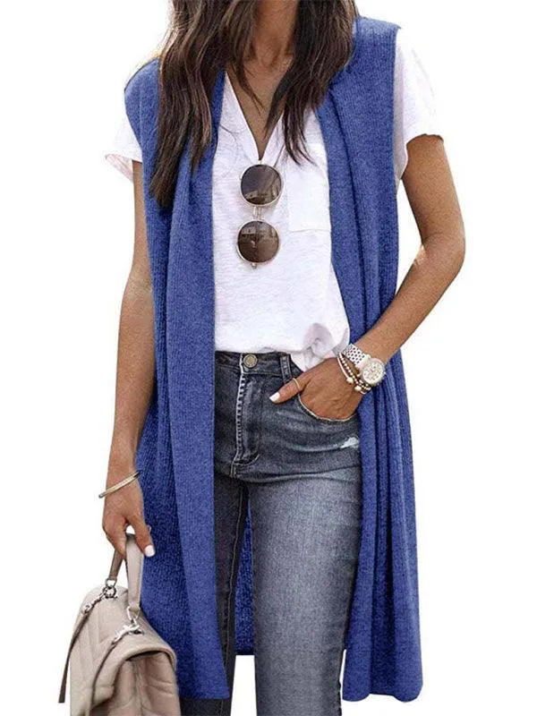 Colorful Knit Sleeveless Cardigan Vest for Chic Casual Style