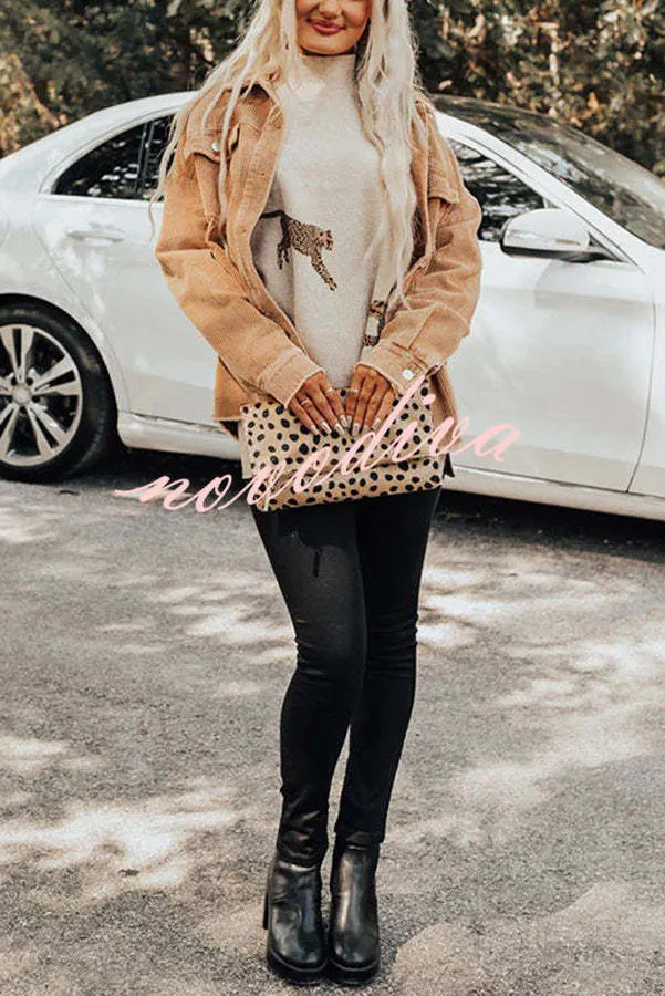 Cozy and Kind Leopard Slit Relaxed Sweatshirt