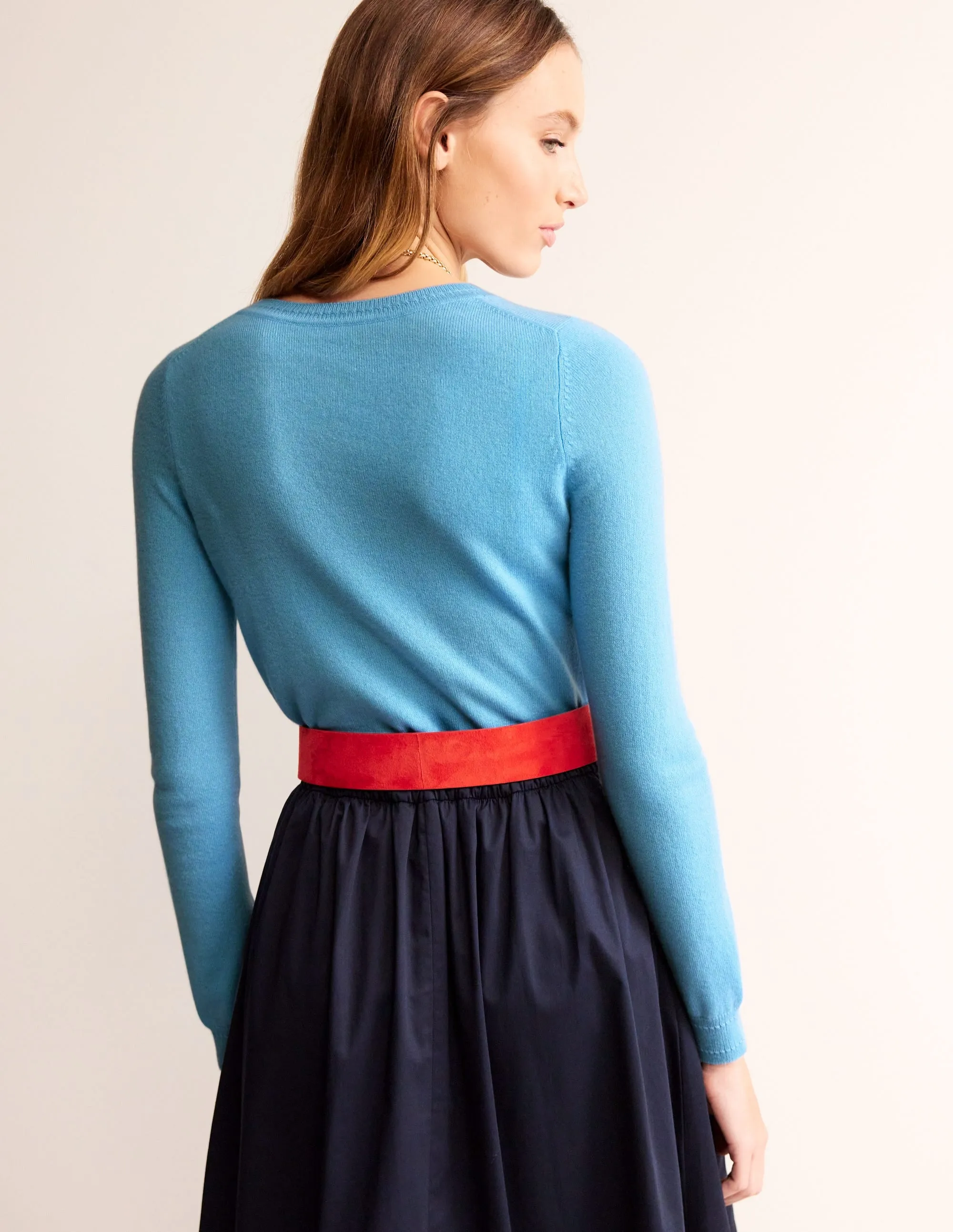 Eva Cashmere Crew Neck Jumper-Air Blue