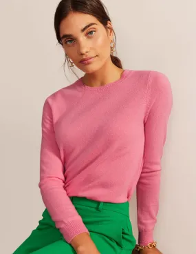 Eva Cashmere Crew Neck Jumper-Azalea Pink