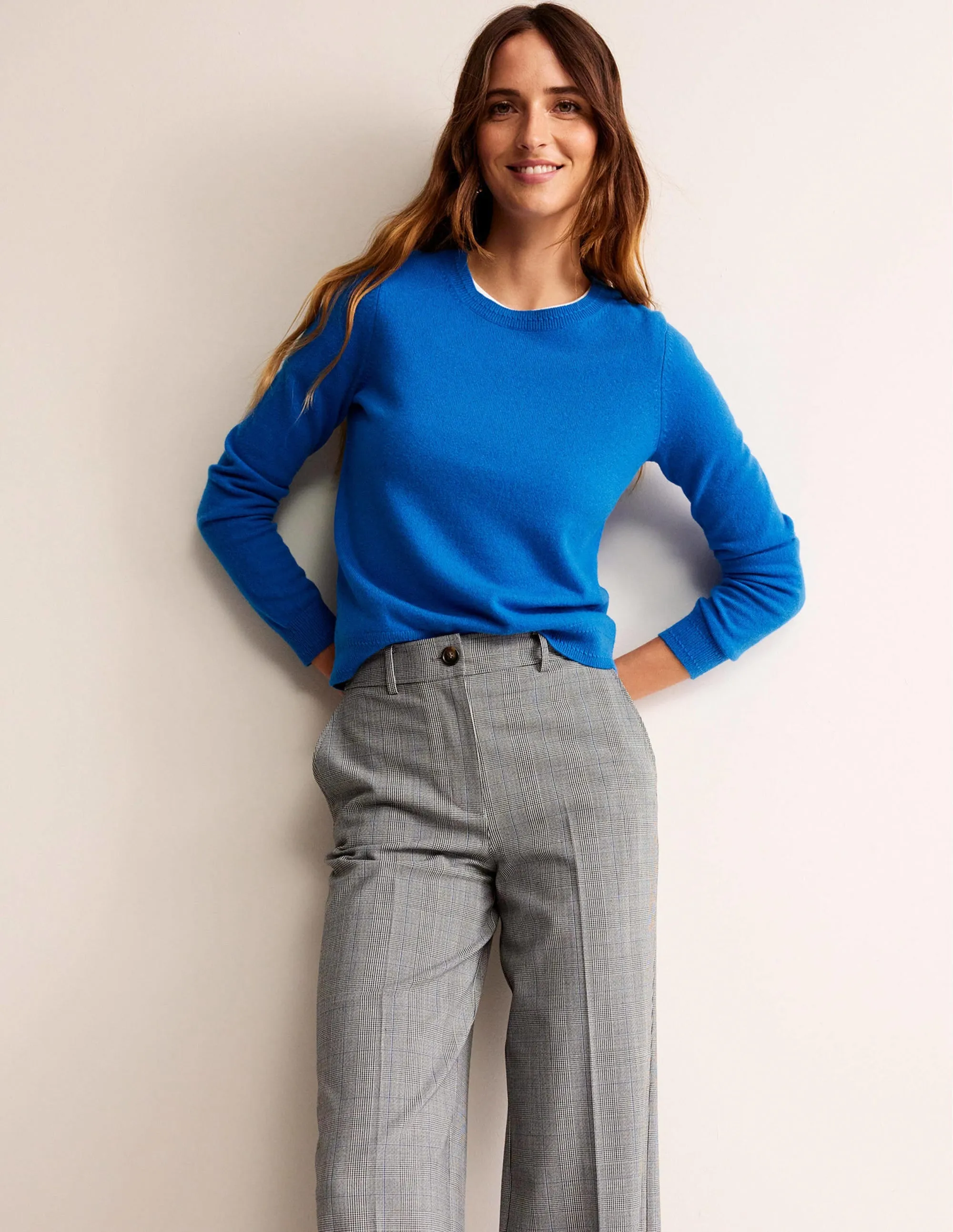 Eva Cashmere Crew Neck Jumper-Cyan