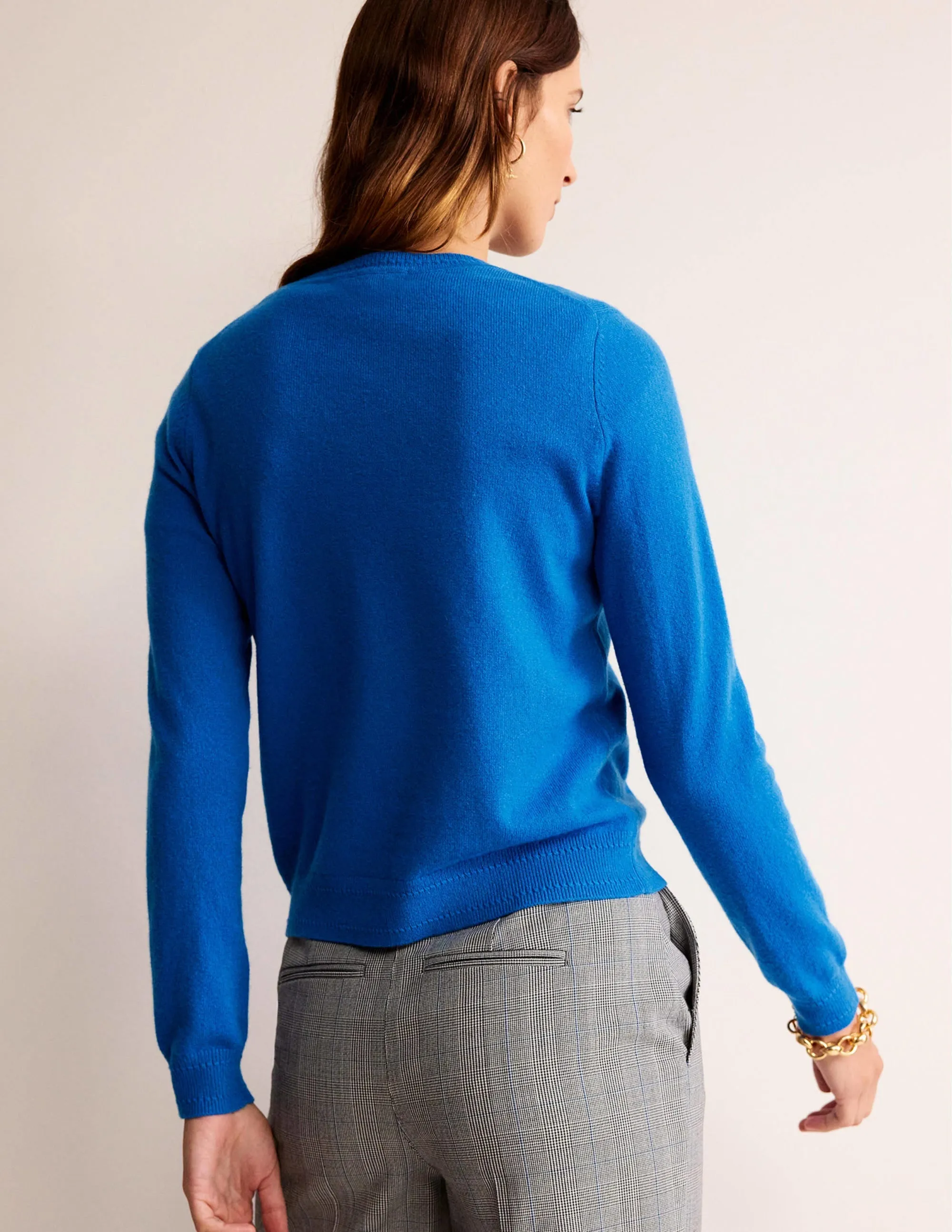 Eva Cashmere Crew Neck Jumper-Cyan