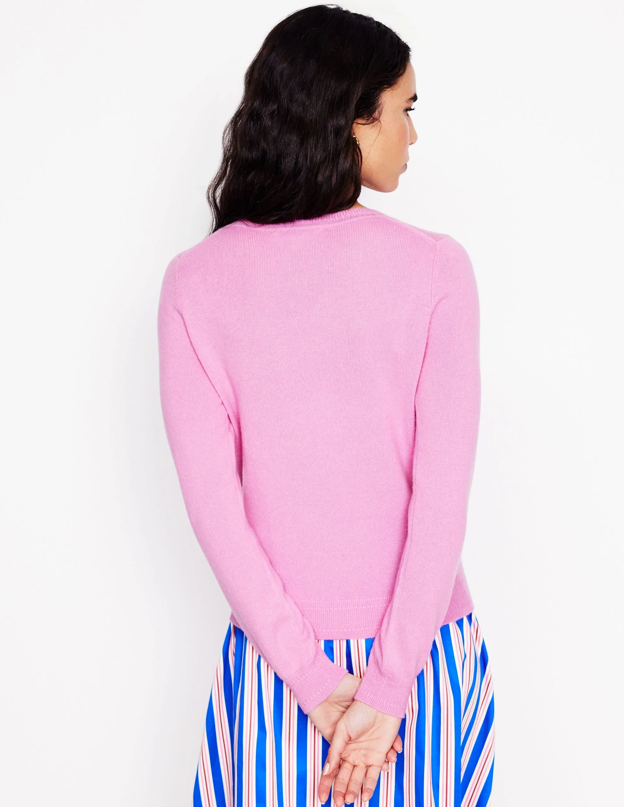 Eva Cashmere Crew Neck Jumper-Meadowsweet Pink