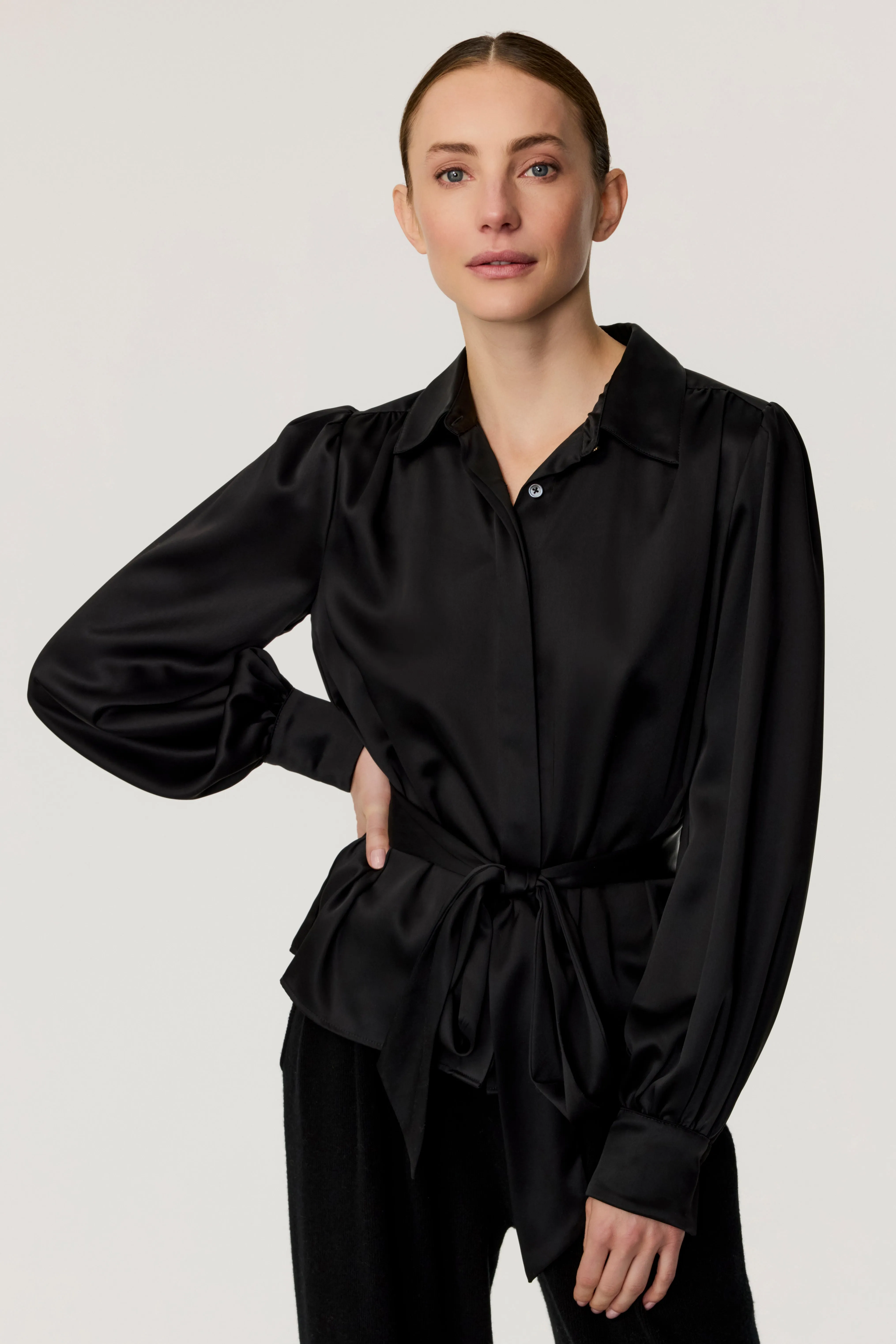 Evie Button Down Silk Blouse