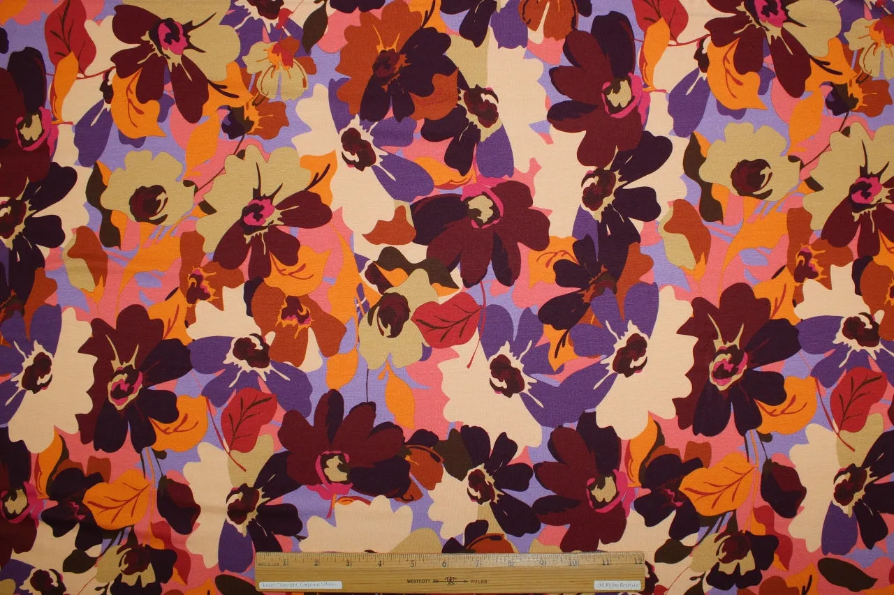 Floral French Rayon Jersey - Warm Tones