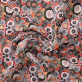 Glam Polished Multicolour Rounded Digital Printed Fabric - Pure Muslin