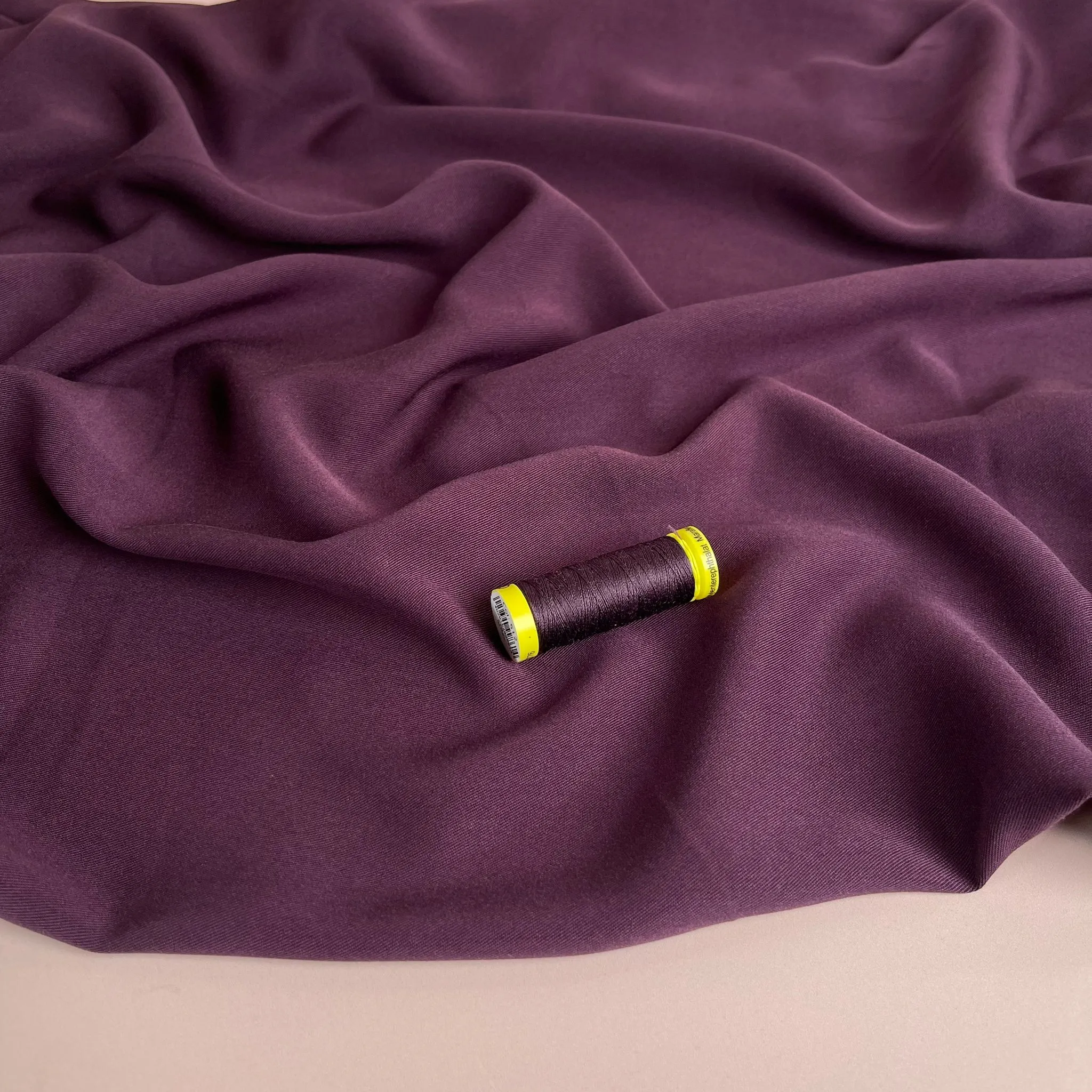 Grandeur Plum Viscose Twill Dress Fabric