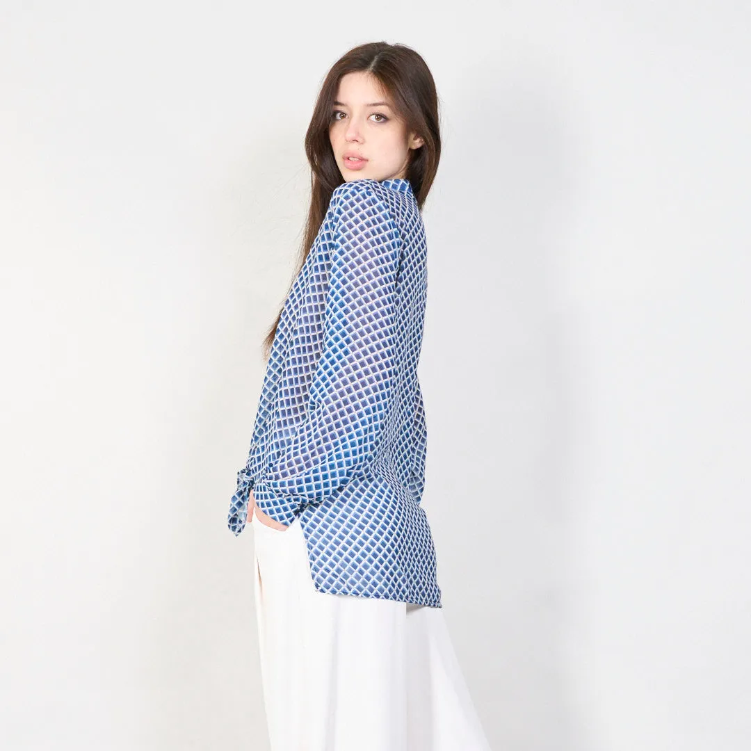 Grid pattern chiffon blouse wholesale