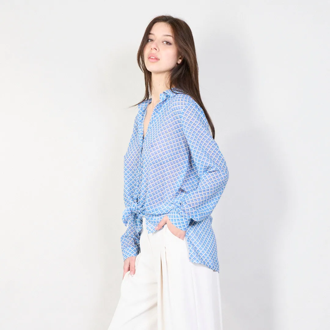 Grid pattern chiffon blouse wholesale