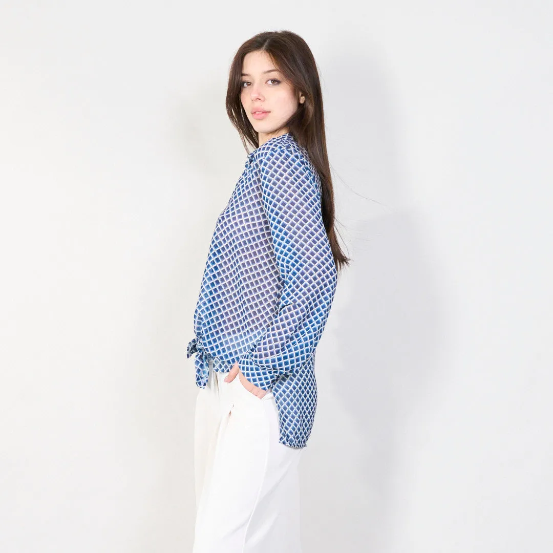 Grid pattern chiffon blouse wholesale