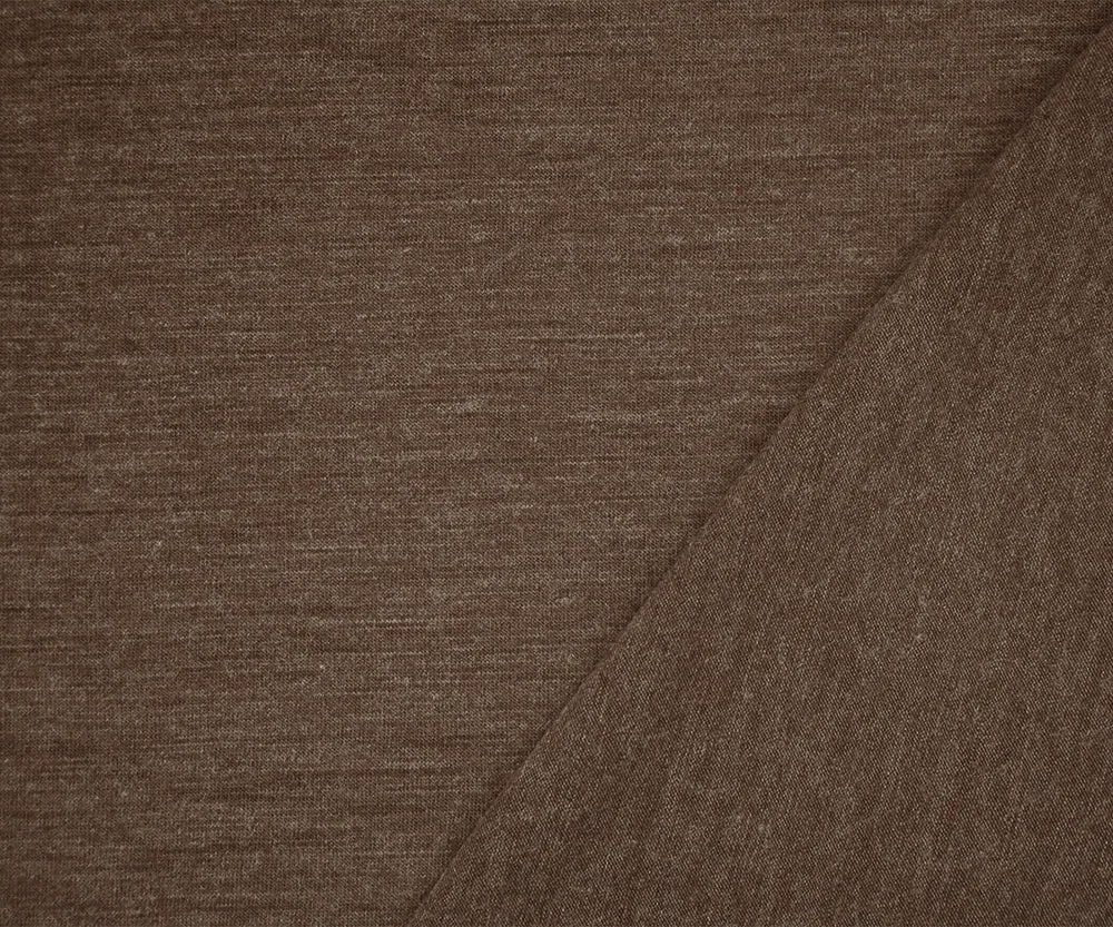 Heather Warm Brown-Gray Wool Stretch Spandex Jersey Knit Fabric