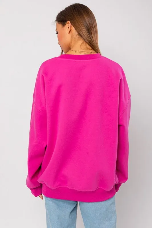 Hot Pink Good Vibes Only Pullover Sweater