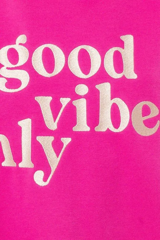 Hot Pink Good Vibes Only Pullover Sweater